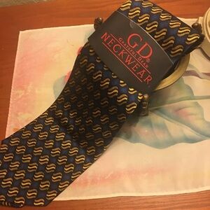 Grateful Dead Neckwear NWT Tie 100% Silk, Blue and gold Vintage OS